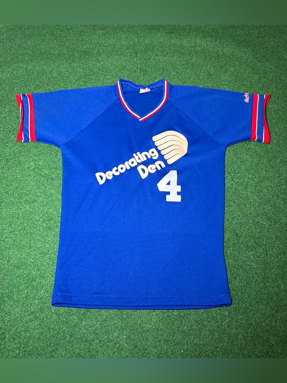 Rawlings Vintage Baseball Jersey Medium oSoftball 70s 80s Blue Decorating Den